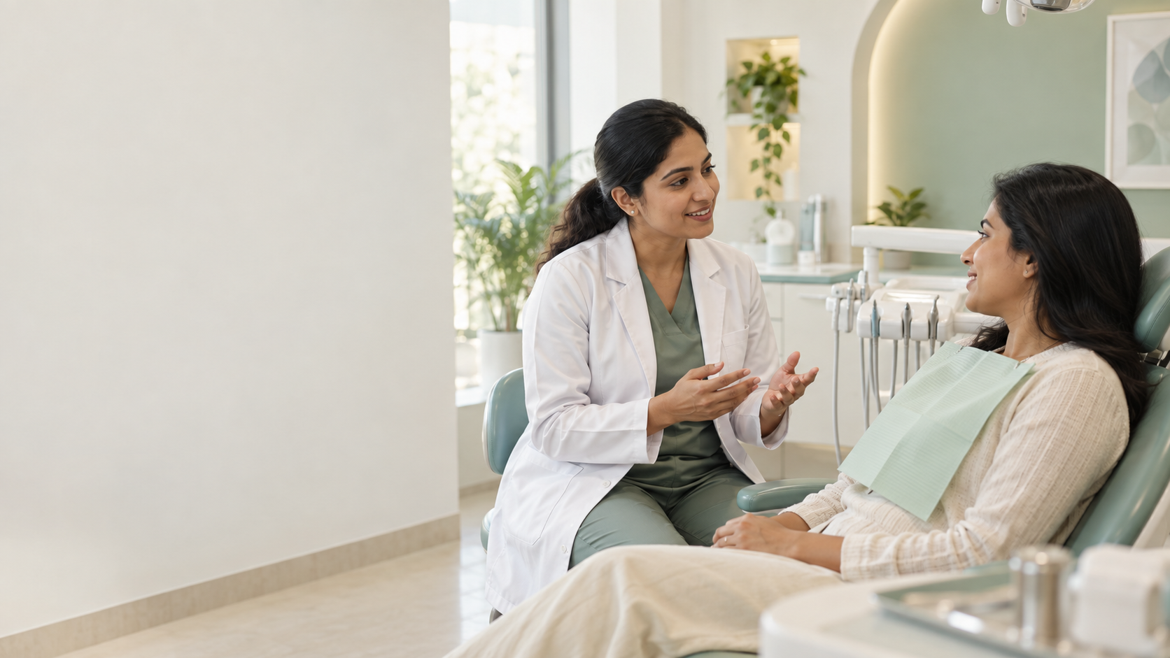 Concept image of a dentist speaking with a patient